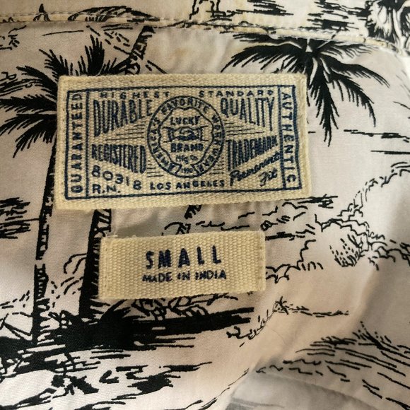 Mens Lot of Two Floral Short Sleeve Shirts Small Cotton/Linen Black/White Blue - Picture 4 of 9